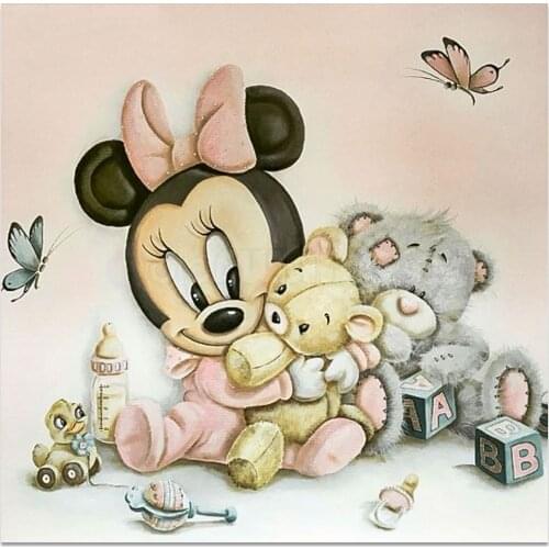 Disney Full Dril Diamond Embroidery Cube Rhinestones Diamond Painting Mosaic Mickey and Minnie Cross Stitch Kits Home Decor