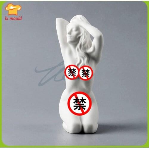 2019 new creative human body mold body art beauty thinking sculpture candle silicone mold candle tool kneeling hand hand hair