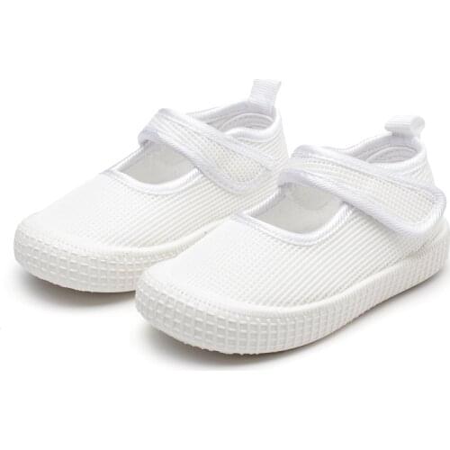 2021 New Indoor White Shoes Boy Black Girl Square Mouth Double Air-mesh Shoes Breathable Students Shoes Hot Fashion Casual Flats