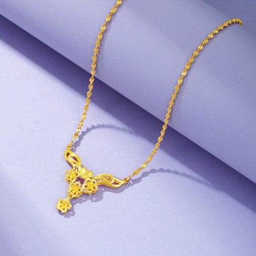 Necklace for Women Water Wave Chain Flower Necklace Vintage Plated 24k Gold Factory Direct Necklace Female Trendy Halloween