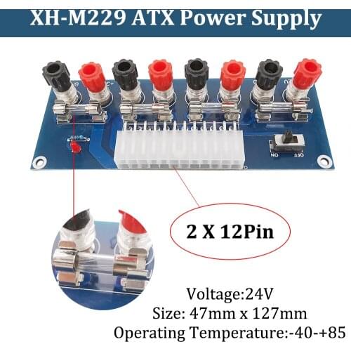 1Pcs XH-M229 Power Supply Board XH-M229 Desktop PC Chassis Power ATX Transfer to Adapter Circuit Outlet Terminal Module 24 Pins
