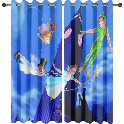 Custom Size 3D Printing Windows Curtains for Bedroom peter pan Pattern Living Room Curtains Wedding Backdrop Decorative Drapes