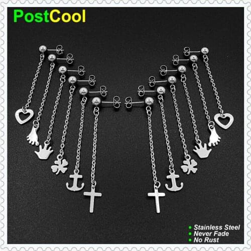PostCool Fashion Jewelry Earrings 100% Stainless Steel Never Fade Trendy Style for Lady