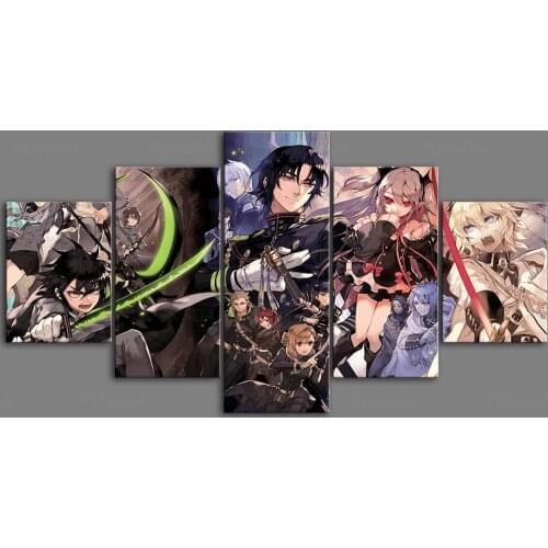 Canvas Prints Seraph of the End Poster Home Decoration Anime Paintings Wall Art Picture Modular 5 Pieces Living Room Framework