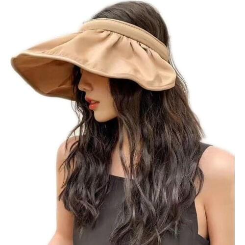 Hair Bands Dual Visor Uv Sunscreen Foldable Empty Top Hat Fashion Hat Large Brimmed Shells Multi Function Headbands Sun Hat