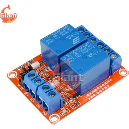 5V 2 Channel CH Relay Module High Low Level Trigger with Opto Isolation Supports Two Way Relays Module with Optocoupler DC 5V