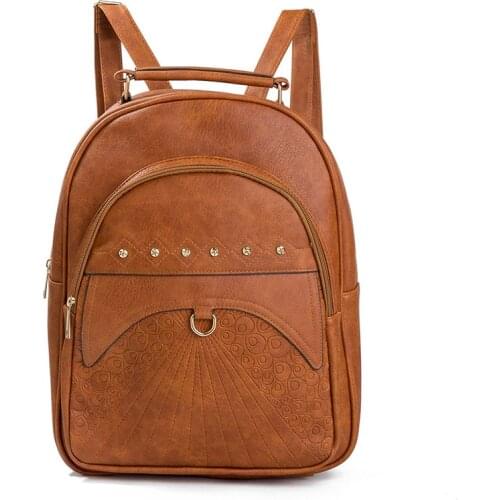 Classic Vintage PU Leather Women Backpack Big Capacity School Bags Rivet Female Backpacks Shoulder Bag Bagpack Mochila