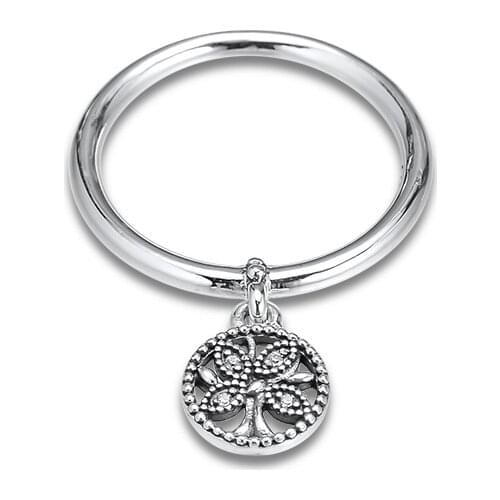 Family Tree Life Ring 925 Sterling Silver Jewelry Dangle Rings for Women Mothers Day Gift R204