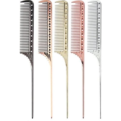 1pc Space Aluminum Hair Comb Anti-static Hair Style Rat Tail Comb Hair Styling Beauty Tools Professional Barbers Hairbrush