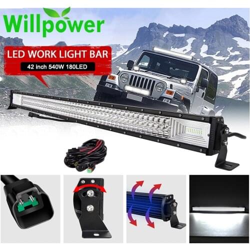Willpower 42" inch Offroad Led Bar 540W 7D Tri row LED Work Driving Light Bar DT connector Auto Truck 4x4 SUV ATV Boat 12V 24V