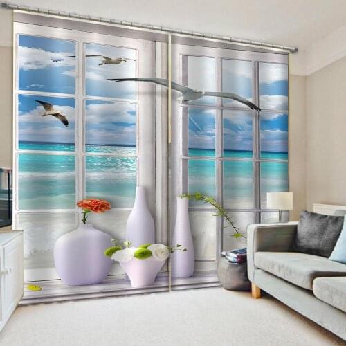 Morden window blue sky curtains 3D Window Curtains For Living Room Bedroom Customized size stereoscopic curtains