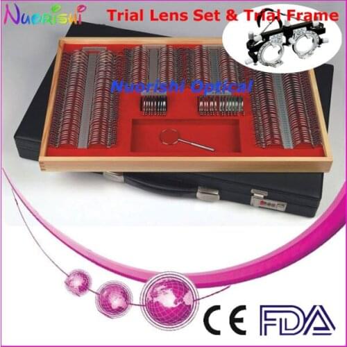 Special Offer ! Good Quality Trial Lens Set 266L-JS+XD01 Shiny Metal Rim Leather Case With Universal Trial Frame Lowest Shipping