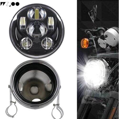 WZJOO 5.75 inch LED Headlight Fit for Sportster, Iron 883, Dyna, Street Bob FXDB 5-3/4 Projector LED Headlight Bulbs