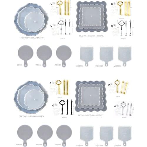 TC142 Three Layers Tray Resin Molds Diy Craft Cup Tea Coaster Resina Epoxi Transparente Silicone Mould Forma Silikonowa