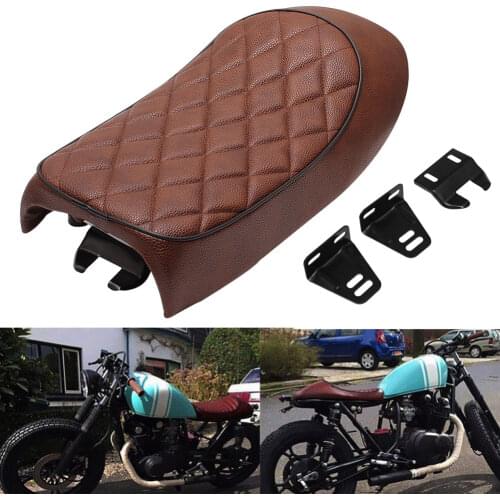 Brown Motorcycle Flat Frame Universal Cafe Racer Vintage Seat Tracker Scrambler Saddle For Honda CB125S CB200 CB350 CL350 CB400