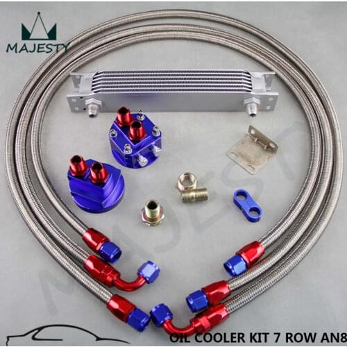Universal 7 Row AN-8/AN8 Engine Oil cooler + Filter Relocation for japan car kit