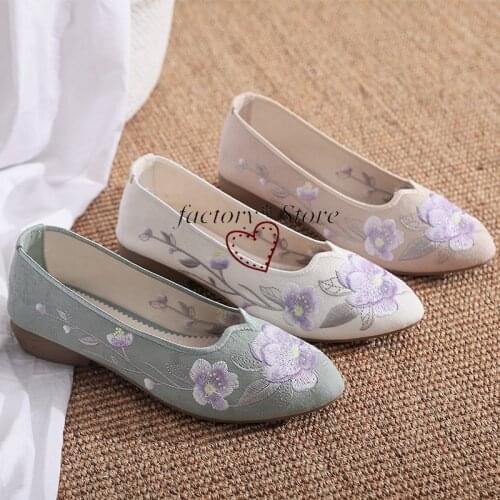 Hanbok hanbok Shoes Dance Shoes Embroidered Shoes Female Antique Shoes Chunky-Heel tpr Female Vintage Single