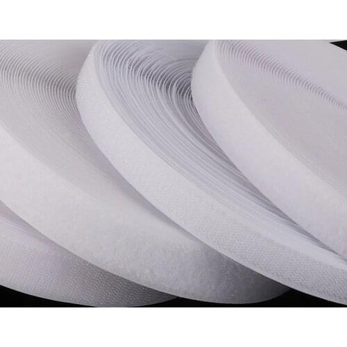 High Quality 2 Meters/lot 16mm/20mm/25mm/30mm/40mm width White Color Hook and Loop Tape / Roll - Sew On Tape (Not Adhesive)
