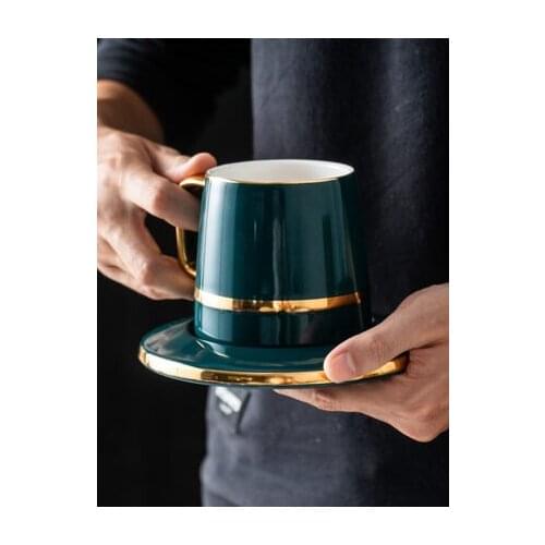 High Grade Ceramic coffee cup saucer set European coffee set home simple afternoon tea cup with spoon Free Shipping