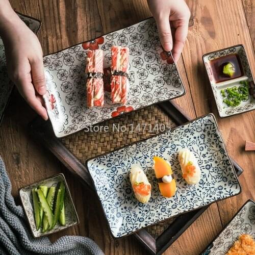 Japanese Sushi Plate Rectangular Ceramic Plate Dessert Plate Pastry Dessert Plate Dish Plate Flat Plate Restaurant Home