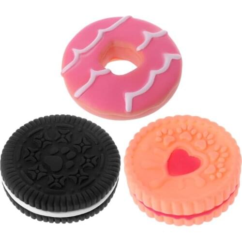 Cookie Shape Pet Dog Toy Puppy Rubber Sound Interactive Chew Toys Cleaning Tooth D7YB
