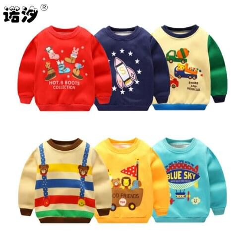 New born winter baby clothes baby girls cartoon velvet T shirt boys long sleeve plush inside O-neck jacket kids tops baby coat