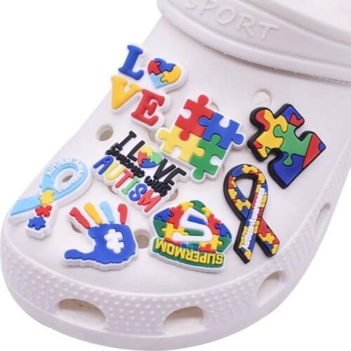 1pcs cartoon DIY Puzzle Shoe Charms Accessories funny intellect garden Shoe Decorations fit croc Clog jibz Kid X-mas Party Gifts