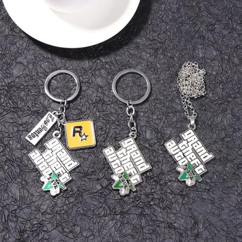 1PCS Muti-Pendant Key Holder Game Accessories Mens Car Pendant GTA Metal Keychain