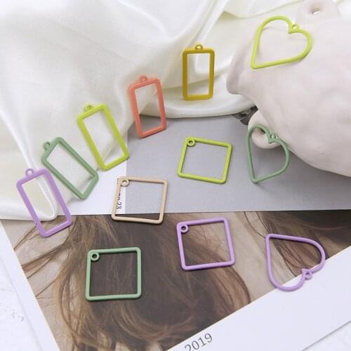 10pcs Fashion Korea Geometric Colorful Earrings Love Shape Pendant Drop Earrings For Women Diy Handmade Ear Jewelry Accessories