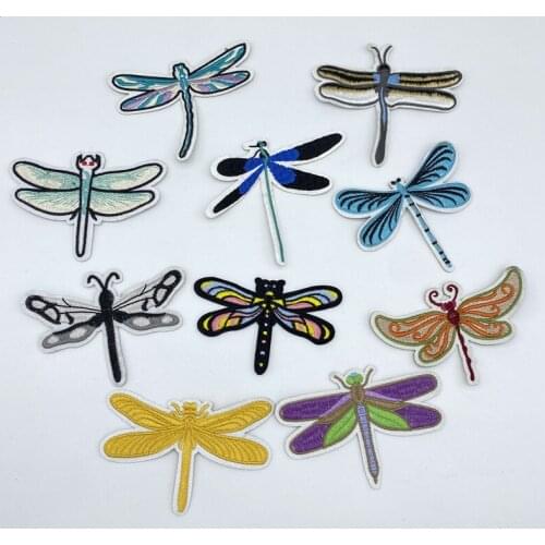 100pcs/lot Embroidery Patch Dragonfly Insect Animal Clothing Decoration Sewing Accessories Diy Iron Heat Transfer Applique