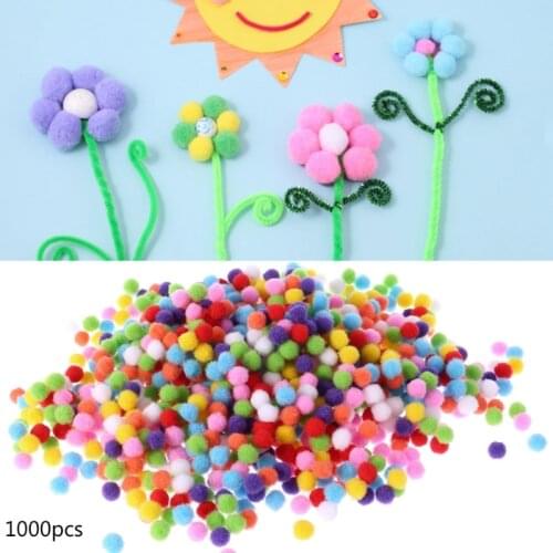1000Pcs Soft Round Fluffy Craft PomPoms Ball Mixed Color Pom Poms 10mm DIY Craft