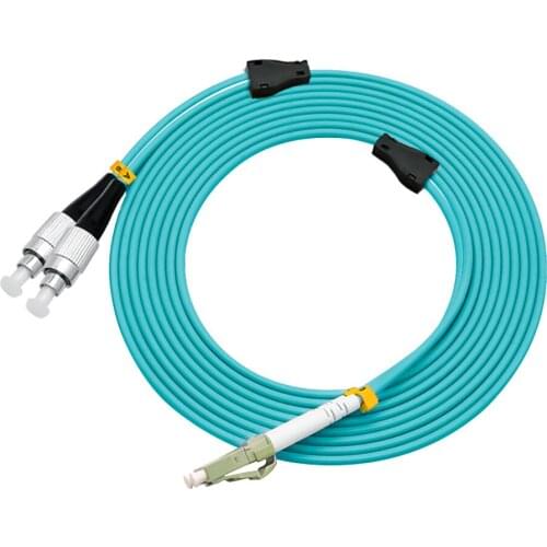 15 Meters LC-FC Indoor Armored Duplex 10 Gigabit 50/125 Multi-mode Fiber Optical Cable OM3 Aqua 10GB LC to FC Patch Cord Jumper