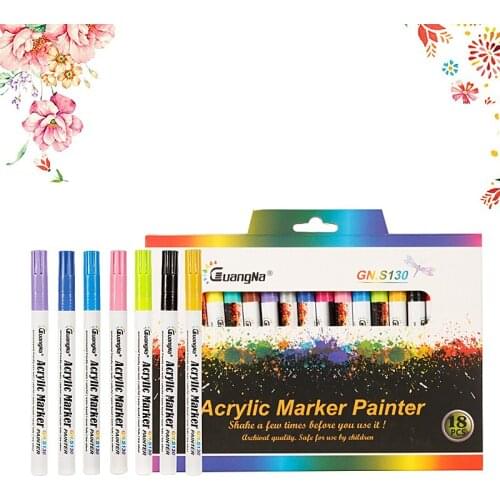 18/24/36 Color 0.7mm Acrylic Paint Marker Pen Art Marker Pen for Ceramic Metal Glass Wood Fiber Canvas Painting Graffiti Pen