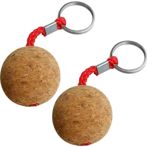 2 Set Lightweight 50mm Double Cork Floating Keyring Ball Buoyant Key Ring Marine Sailing Boat Float Novelty Gifts