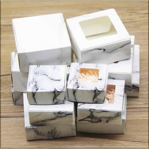 20pcs Hot sale Mutli size gifts box with window Marbling pattern paper candy boxes cake Package For Wedding home party suppiles