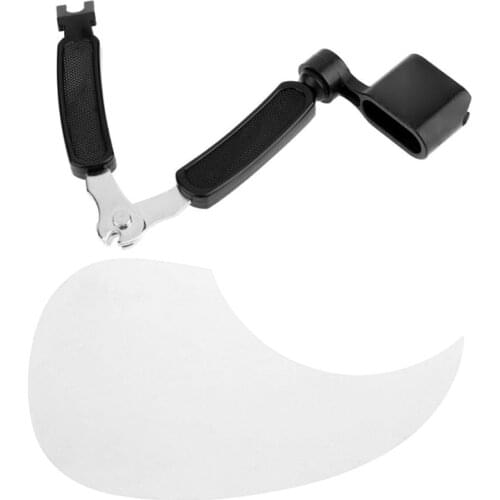 3 in 1 Guitar Peg String Winder & Transparent Self-Adhesive 41Inch Pick Guard Pvc Protects Guitar Surface (Water Drop)