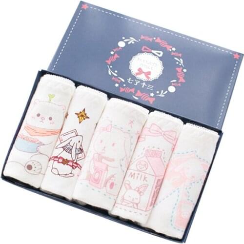 5PCS BOXS PACK ORIGINAL DESIGN Cute Girls Panties Briefs Ears Womens Underwear Daily Wear Cotton Pantsu
