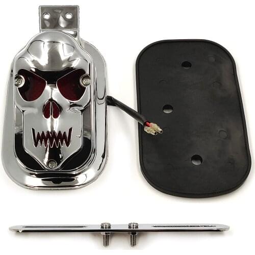 Aftermarket free shipping motorcycle parts Red Skull Brake Tail Light Signal For Harley Davidson Bike Chrome