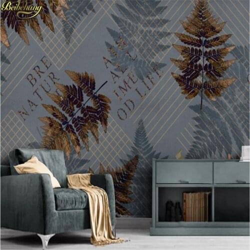 Beibehang Custom wallpaper mural hand painted abstract geometric plant leaves elegant modern minimalist background wall 3d