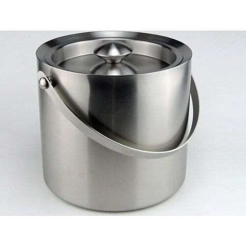 Stainless Steel Ice Barrel Red Wine Buckets Champagne Bar KTV Double Layer Hand-held Ice Barrel with Cover