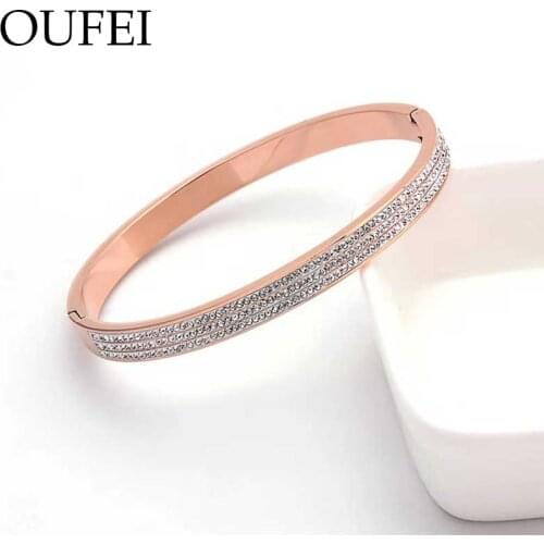 Crystal Bracelet For Woman Stainless Steel Rose Gold Bracelet Simple Stylish New 2019 Wholesale Bracelet Jewelry