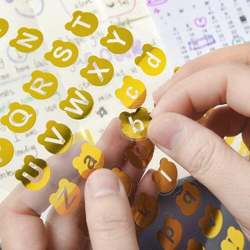 1 Piece Bronzing Alphanumeric Decorative Stickers Stationery Week Month DIY Scrapbooking Diary Adhesive Student Supplies