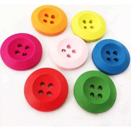 20PCS/Lot 18mm 4 Holes Mixed Solid Color Bevel Wooden Buttons DIY Clothing Handcraft Scrapbooking Supplies WD0327