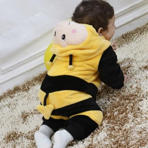 Baby Bee Clothing Long Sleeve Hooded Baby Rompers Jumpsuits for Boy Girl Infant Overalls