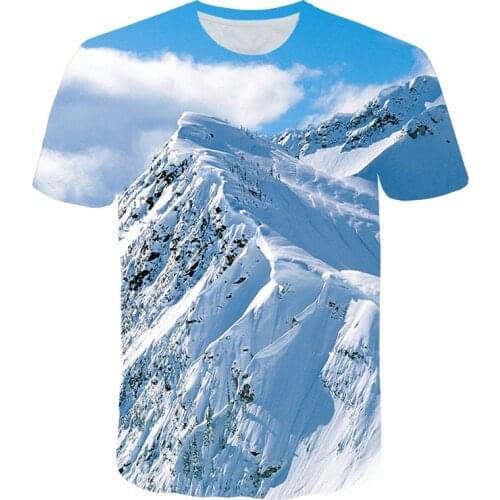 Beautiful Landscape Scenery T shirt Men Women Picturesque 3d Print Snow Mountain Tshirt Unisex Casual Summer Tees Tops