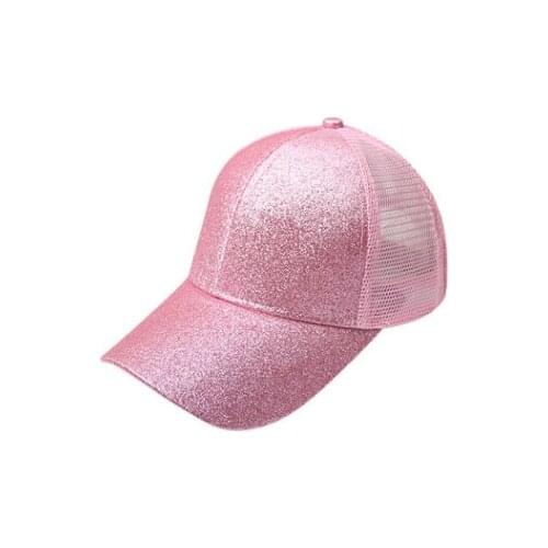 Foreign Trade Sequin Fluorescent Baseball Cap Back Opening Ponytail Cap Glitter Net Duck Tongue Hat Wholesale Customization