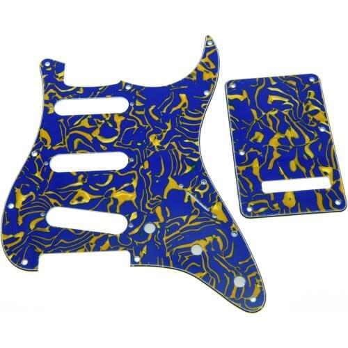 KAISH ST SSS Pickguard,Trem/Tremolo Cover and Screws Blue Shell 3 Ply