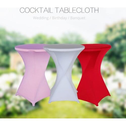 60cm / 80cm Round Tablecloth Candy Color Bar Cocktail Table Cover Spandex Stretch Table Cloth Wedding Decoration Marriage