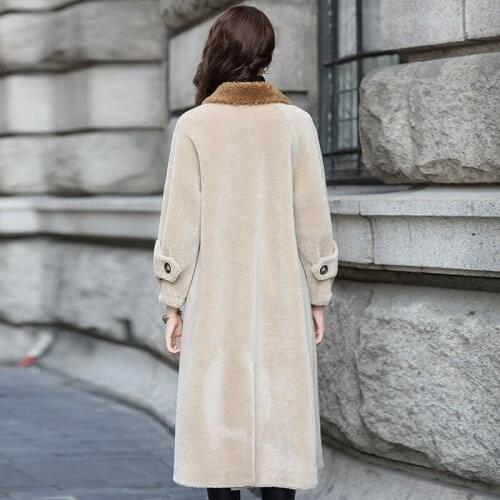 Sheep Shearling Jacket Women Real Wool Fur Coat 2020 New Female Long Warm Overcoat chaqueta mujer invierno LX2377