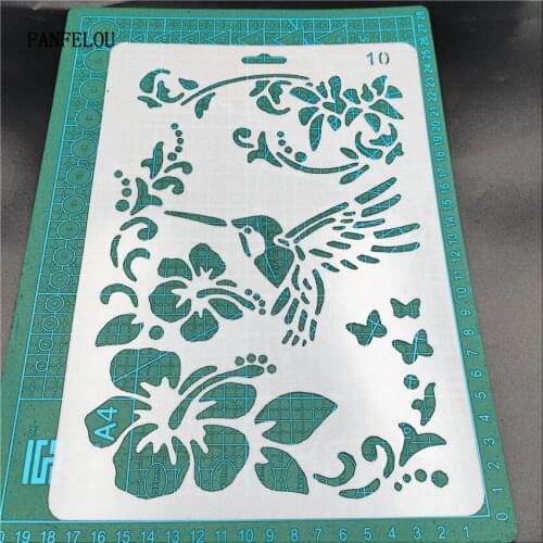 Hote Sale hummingbird vines scrapbook stencils spray plastic mold shield DIY cake hollow Embellishment printing lace ruler